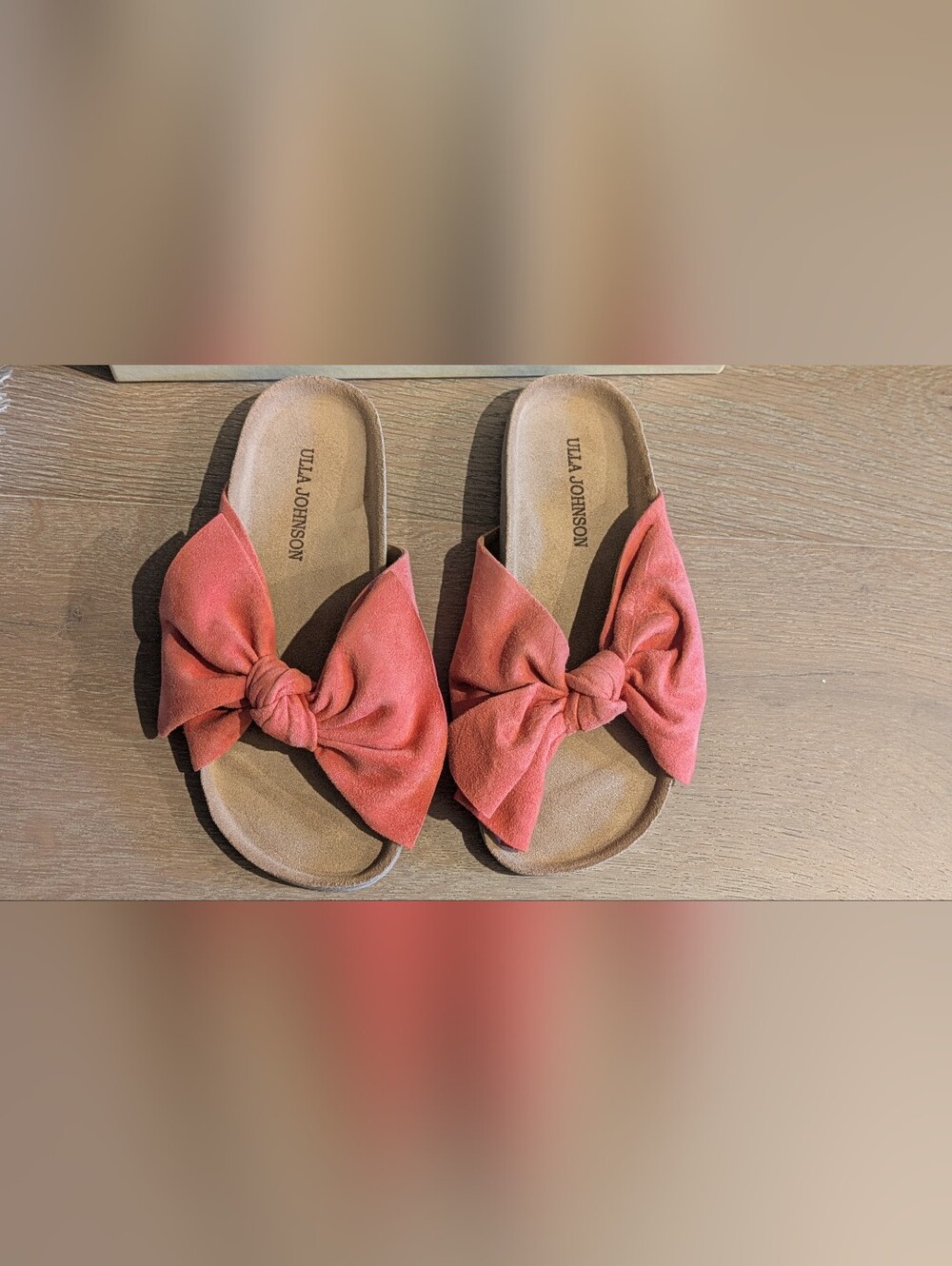 Ulla Johnson Salmon Ingrid Pink Knot Bow Slide Sandals